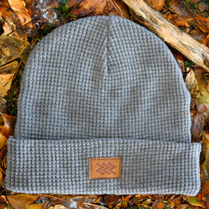 
            
                Load image into Gallery viewer, Grey Waffle Knit Toque with Patch - Limited Edition
            
        